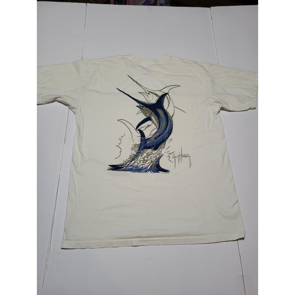 (#19) Guy Harvey Sailfish T-shirt Men’s Size Large Short Sleeve White